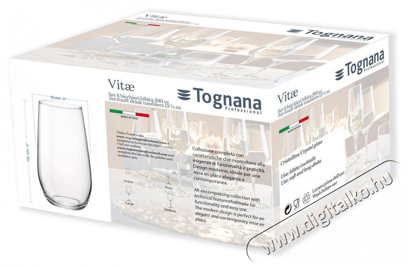 Tognana 6 db-os poh&aacute;r 390 ml VITAE poh&aacute;rk&eacute;szlet Konyhai term&eacute;kek - Konyhai eszk&ouml;z - K&eacute;szlet / szett - 526471