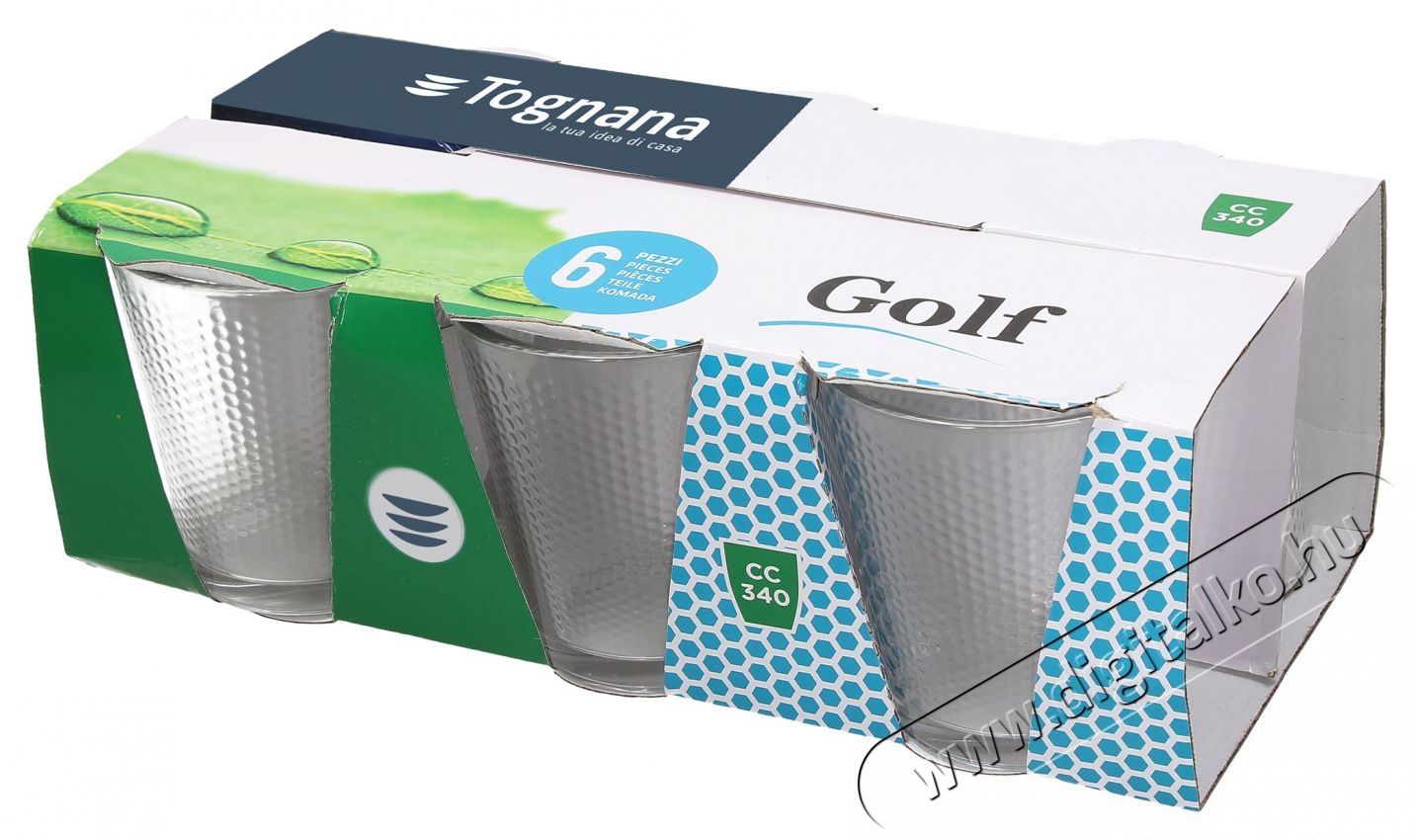 Tognana 6 db poh&aacute;r k&eacute;szletet 340 ml GOLF TRASPARENTE Konyhai term&eacute;kek - Konyhai eszk&ouml;z - K&eacute;szlet / szett - 526470