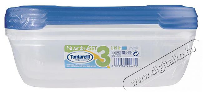 Tontarelli Nuvola &Eacute;telt&aacute;rol&oacute; doboz szett, 3&times; 1,15 l, k&eacute;k Konyhai term&eacute;kek - Ed&eacute;ny - &Eacute;telt&aacute;rol&oacute; - 520158