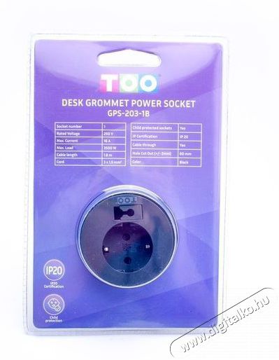 Too GPS-203-1B IP20, 1x 2P+F, k&aacute;belkivezett&eacute;ssel, fekete asztalba s&uuml;llyeszthető eloszt&oacute; H&aacute;ztart&aacute;s / Otthon / K&uuml;lt&eacute;r - Vil&aacute;g&iacute;t&aacute;s / elektromoss&aacute;g - H&aacute;l&oacute;zati eloszt&oacute; / hosszabb&iacute;t&oacute; / adapter - 386978