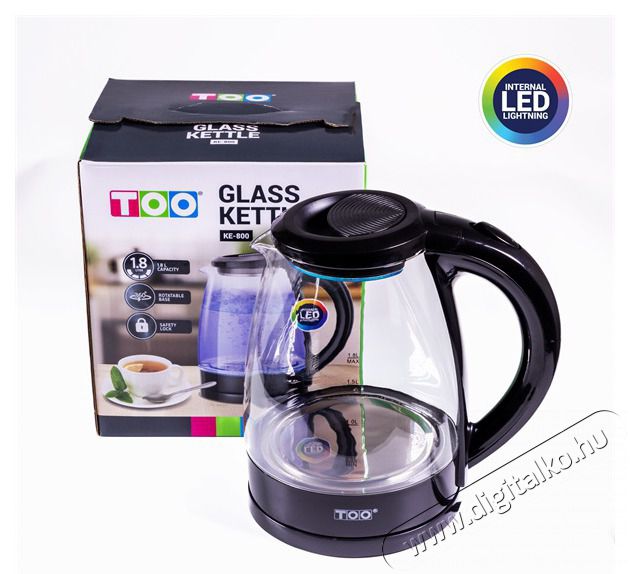 Too KE-800 1,8L-es fekete &uuml;veg v&iacute;zforral&oacute; Konyhai term&eacute;kek - V&iacute;zforral&oacute; / teafőző - 502151
