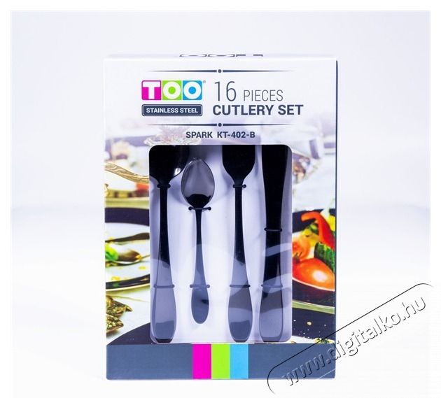 Too KT-402 B Spark 16 db-os fekete evőeszk&ouml;z k&eacute;szlet Konyhai term&eacute;kek - &Eacute;tk&eacute;szlet - Evőeszk&ouml;z k&eacute;szlet - 508737