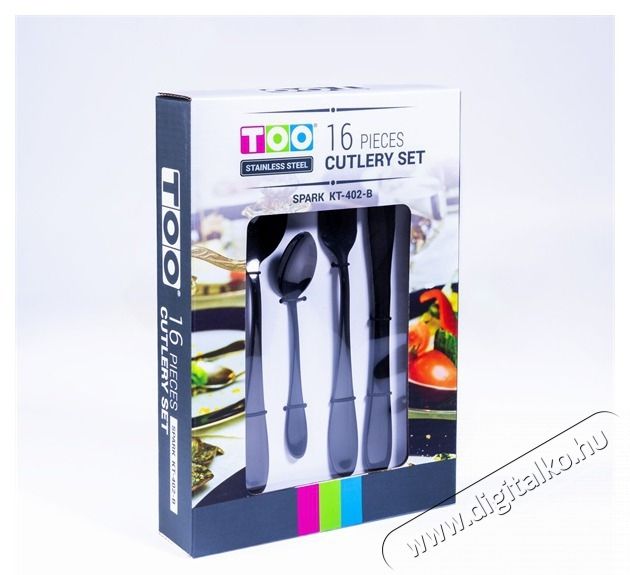 Too KT-402 B Spark 16 db-os fekete evőeszk&ouml;z k&eacute;szlet Konyhai term&eacute;kek - &Eacute;tk&eacute;szlet - Evőeszk&ouml;z k&eacute;szlet - 508737