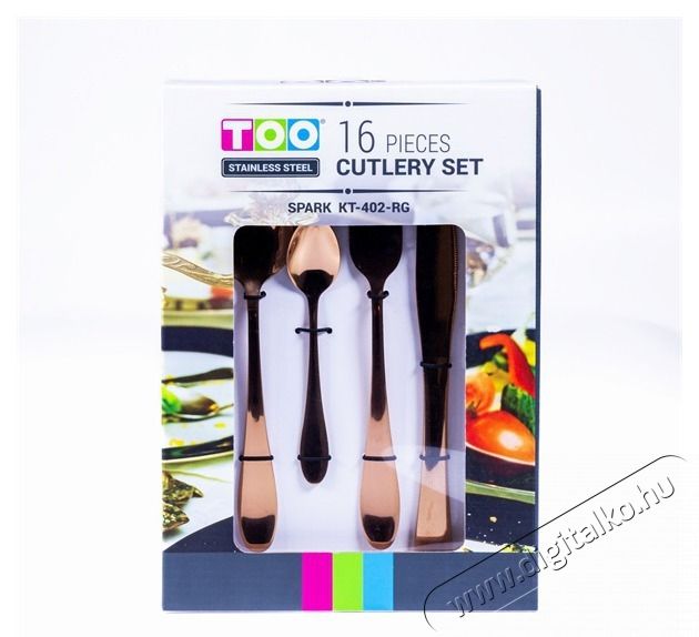 Too KT-402 RG Spark 16 db-os r&oacute;zsaarany evőeszk&ouml;z k&eacute;szlet Konyhai term&eacute;kek - &Eacute;tk&eacute;szlet - Evőeszk&ouml;z k&eacute;szlet - 508735