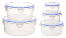 Too KT-142 5 db-os kerek &eacute;telt&aacute;rol&oacute; doboz szett 400ml+800ml+1.500ml+2.300ml+3.600ml Konyhai term&eacute;kek - Ed&eacute;ny - &Eacute;telt&aacute;rol&oacute; - 515911