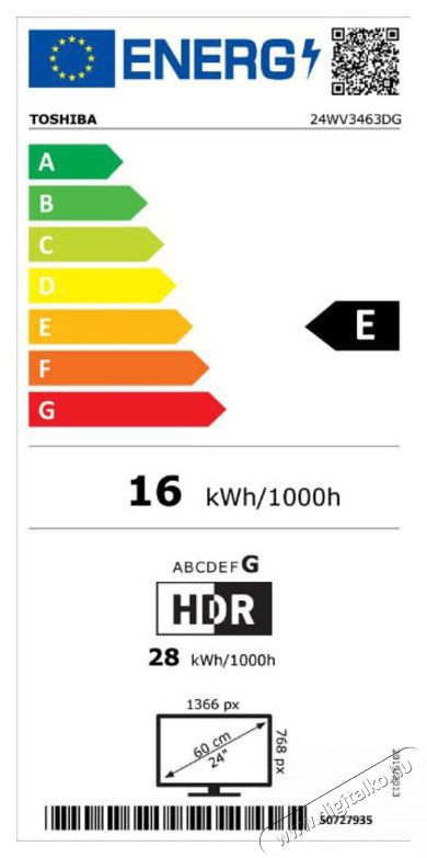 Toshiba 24  24WV3463DG Telev&iacute;zi&oacute;k - LED telev&iacute;zi&oacute; - 720p HD Ready felbont&aacute;s&uacute; - 506127