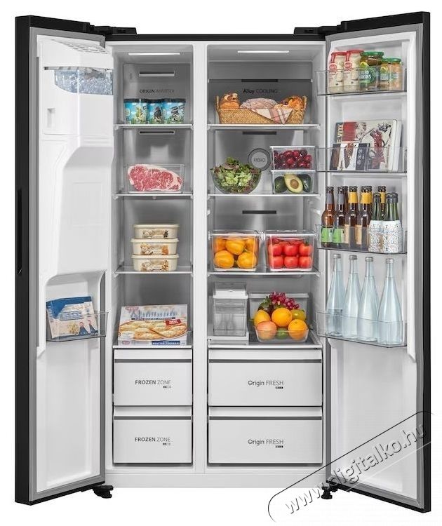 Toshiba GR-RS755WI-PMJ(05) Side by side hűtőszekr&eacute;ny, 568 l, No Frost, E energiaoszt&aacute;ly, j&eacute;gk&eacute;sz&iacute;tő 3 az 1-ben, Wifi, Inox/Fekete Konyhai term&eacute;kek - Hűtő, fagyaszt&oacute; (szabadon&aacute;ll&oacute;) - Amerikai t&iacute;pus&uacute; Side By Side hűtő - 535811