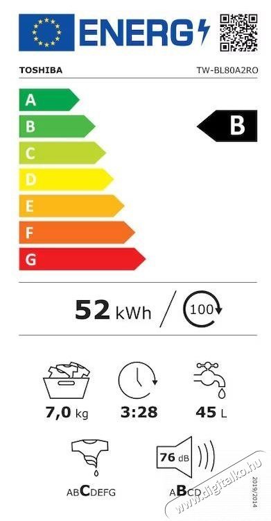 Toshiba TW-BL80A2 mos&oacute;g&eacute;p, 7 kg, 1200 ford./perc, B energiaoszt&aacute;ly, kijelző, Ultra Fine Bubble, Steam Wash, Wi-Fi funkci&oacute;, feh&eacute;r H&aacute;ztart&aacute;s / Otthon / K&uuml;lt&eacute;r - Mos&oacute;g&eacute;p / sz&aacute;r&iacute;t&oacute;g&eacute;p - El&ouml;lt&ouml;ltős norm&aacute;l (60cm-ig) mos&oacute;g&eacute;p - 537510