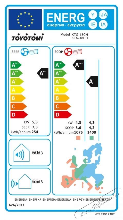 Toyotomi-Japan KTN-18CH/KTG-18CH 18000 BTU Wi-Fi Kl&iacute;ma H&aacute;ztart&aacute;s / Otthon / K&uuml;lt&eacute;r - Ventil&aacute;tor / L&eacute;gkondicion&aacute;l&oacute; - Split kl&iacute;ma - 537513