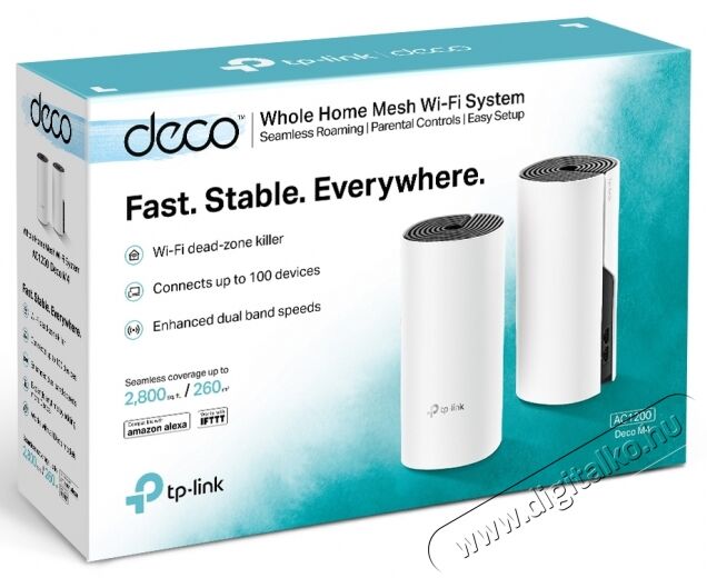 TP-LINK DECO M4 AC1200 Whole-SAL Somogyi Mesh Dual Band 802.11ac vezet&eacute;k n&eacute;lk&uuml;li rendszer (2db-os) Iroda &eacute;s sz&aacute;m&iacute;t&aacute;stechnika - H&aacute;l&oacute;zat - Router - 368523