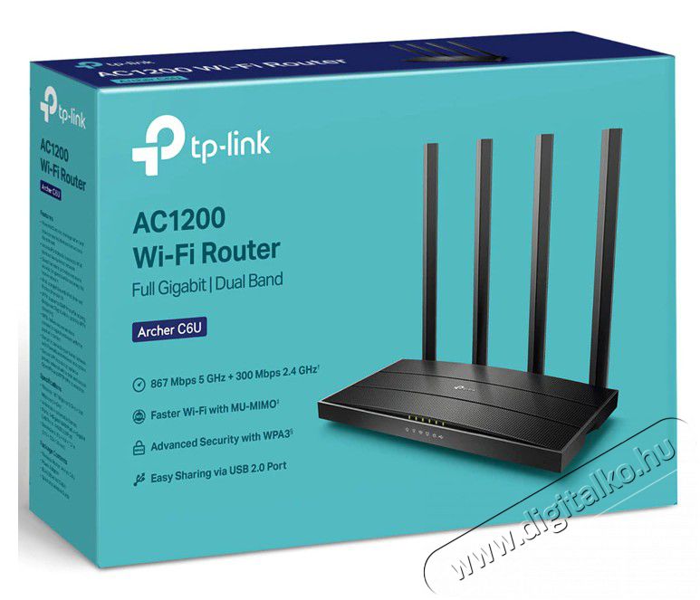 TP-LINK Archer C6U C1200 MU-MIMO Vezet&eacute;k n&eacute;lk&uuml;li Gigabit router Iroda &eacute;s sz&aacute;m&iacute;t&aacute;stechnika - H&aacute;l&oacute;zat - Router - 368505