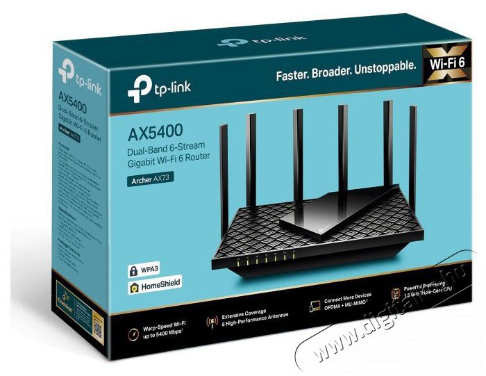 TP-LINK Archer AX73 AX5400 Router  Iroda &eacute;s sz&aacute;m&iacute;t&aacute;stechnika - H&aacute;l&oacute;zat - Router - 373328