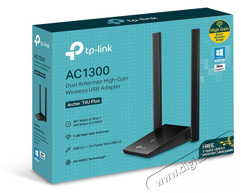 TP-LINK Archer T4U Plus AC1300 Dual Band Vezet&eacute;k n&eacute;lk&uuml;li USB adapter Iroda &eacute;s sz&aacute;m&iacute;t&aacute;stechnika - H&aacute;l&oacute;zat - Vezet&eacute;k n&eacute;lk&uuml;li adapter - 387235