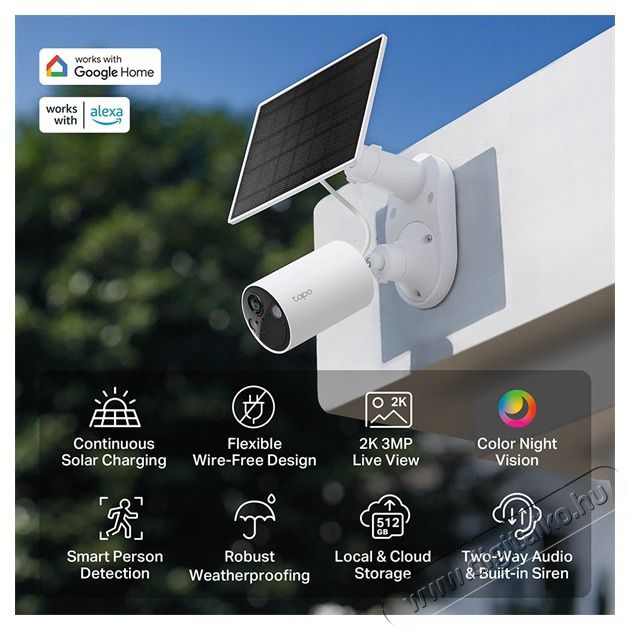 TP-LINK Tapo C410 KIT 2K 3MP IP65 k&uuml;lt&eacute;ri Napelemes biztons&aacute;gi Wi-Fi kamera szett H&aacute;ztart&aacute;s / Otthon / K&uuml;lt&eacute;r - Biztons&aacute;gtechnika - Biztons&aacute;gi kamera - 506886