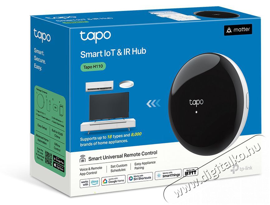 TP-LINK Tapo H110 Smart Iot & IR Hub H&aacute;ztart&aacute;s / Otthon / K&uuml;lt&eacute;r - Okos otthon - Kieg&eacute;sz&iacute;tő - 508242