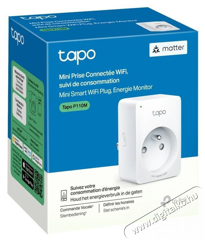 TP-LINK Tapo P110M H&aacute;ztart&aacute;s / Otthon / K&uuml;lt&eacute;r - Okos otthon - Okos konnektor - 520211
