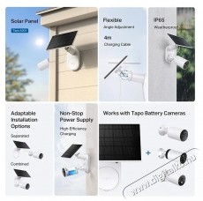 TP-LINK Tapo A201 napelem panel, 2.5W, IP65, 3.8m k&aacute;bel H&aacute;ztart&aacute;s / Otthon / K&uuml;lt&eacute;r - Okos otthon - Kieg&eacute;sz&iacute;tő - 531315