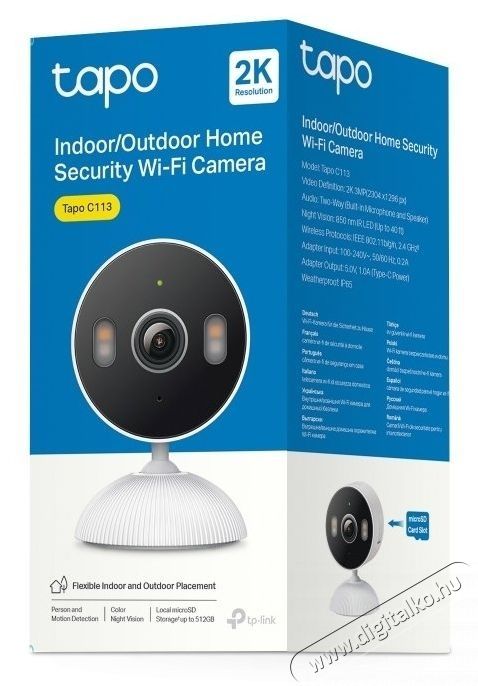 TP-LINK Tapo C113 vezet&eacute;k n&eacute;lk&uuml;li t&eacute;rfigyelő kamera F&eacute;nyk&eacute;pezőg&eacute;p / kamera - Megfigyelő / IP kamera - 531426