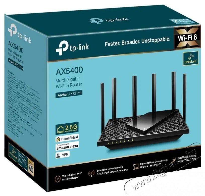 TP-LINK Archer AX72 Pro WiFi router Iroda &eacute;s sz&aacute;m&iacute;t&aacute;stechnika - H&aacute;l&oacute;zat - Router - 532722