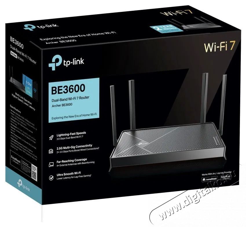 TP-LINK Archer BE3600 Dual-Band Wi-Fi 7 WiFi router Iroda &eacute;s sz&aacute;m&iacute;t&aacute;stechnika - H&aacute;l&oacute;zat - Router - 532789