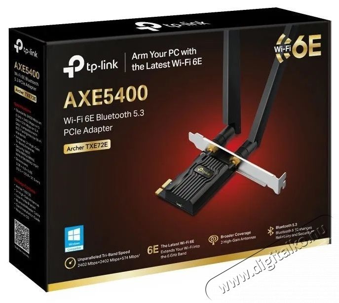 TP-LINK Archer TXE72E, AXE5400 Wi-Fi 6E Bluetooth 5.3 PCIe Wifi h&aacute;l&oacute;zati k&aacute;rtya Iroda &eacute;s sz&aacute;m&iacute;t&aacute;stechnika - H&aacute;l&oacute;zat - H&aacute;l&oacute;zati kieg&eacute;sz&iacute;tő - 532725