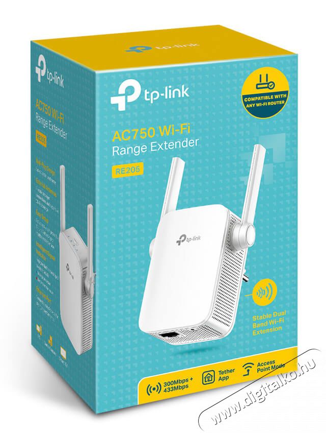 TP-LINK RE205 AC750 Wi-Fi lefedetts&eacute;gn&ouml;velő  Iroda &eacute;s sz&aacute;m&iacute;t&aacute;stechnika - H&aacute;l&oacute;zat - Lefedetts&eacute;gn&ouml;velő / jeltov&aacute;bb&iacute;t&oacute; - 333524