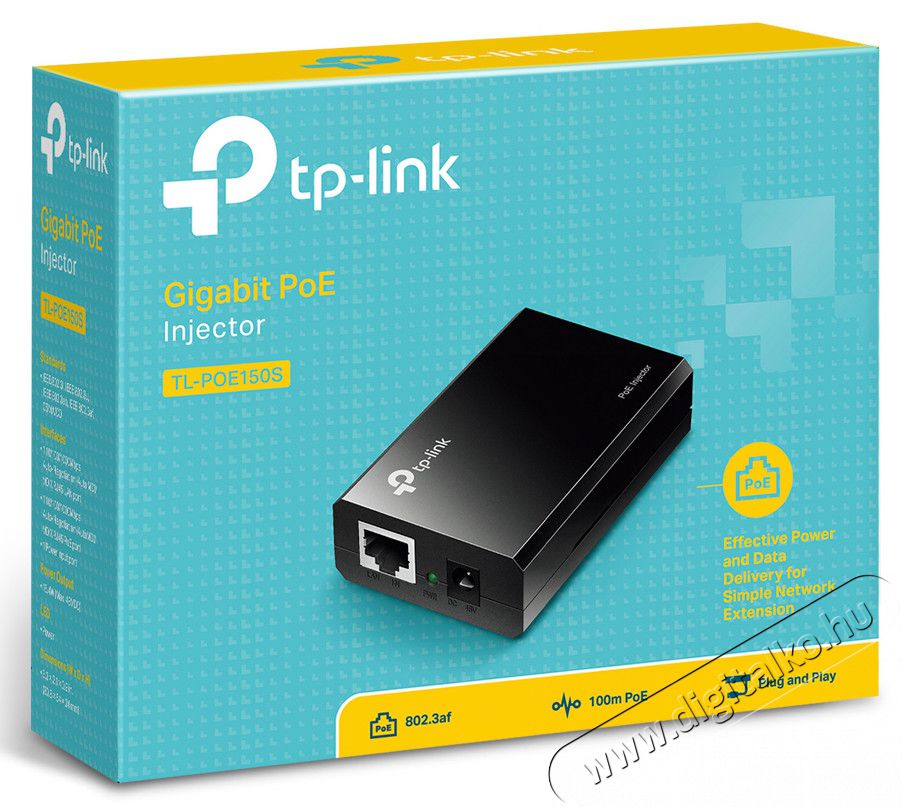 TP-LINK TL-POE150S PoE injektor Iroda &eacute;s sz&aacute;m&iacute;t&aacute;stechnika - H&aacute;l&oacute;zat - H&aacute;l&oacute;zati kieg&eacute;sz&iacute;tő - 319117