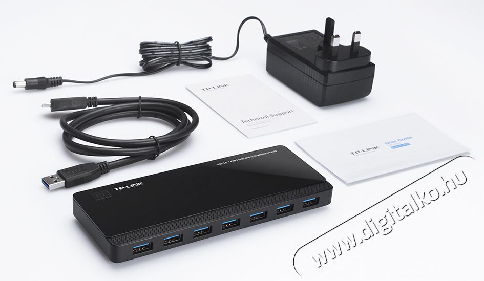 TP-LINK UH720 7 portos 3.0-s USB hub 2 t&ouml;lt&eacute;si csatlakoz&aacute;ssal Iroda &eacute;s sz&aacute;m&iacute;t&aacute;stechnika - Notebook kieg&eacute;sz&iacute;tő - USB hub / eloszt&oacute; - 313274