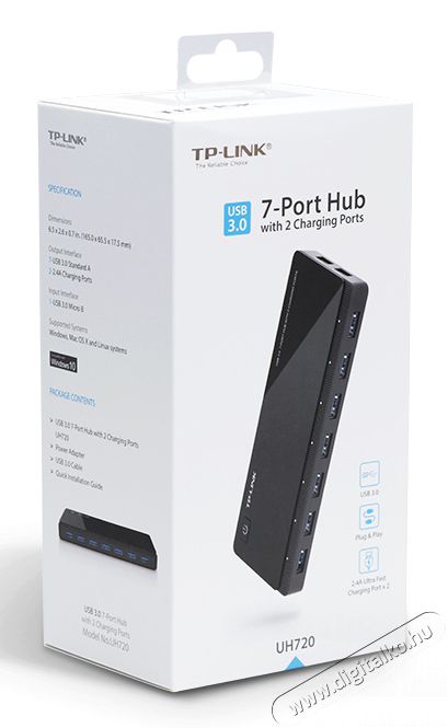 TP-LINK UH720 7 portos 3.0-s USB hub 2 t&ouml;lt&eacute;si csatlakoz&aacute;ssal Iroda &eacute;s sz&aacute;m&iacute;t&aacute;stechnika - Notebook kieg&eacute;sz&iacute;tő - USB hub / eloszt&oacute; - 313274