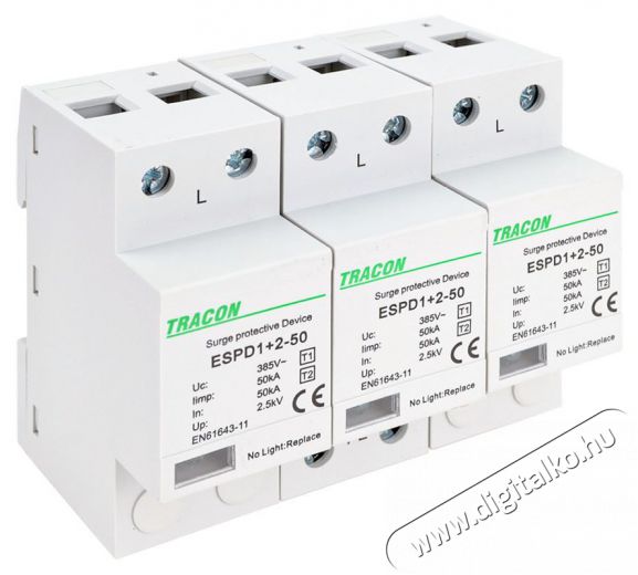 Tracon ESPD1+2-50-3P egybe&eacute;p&iacute;tett T1+T2 AC t&iacute;pus&uacute; t&uacute;lfesz&uuml;lts&eacute;g levezető Iroda &eacute;s sz&aacute;m&iacute;t&aacute;stechnika - Egy&eacute;b sz&aacute;m&iacute;t&aacute;stechnikai term&eacute;k - 394790