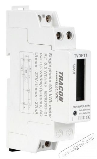 Tracon TVOF11 k&ouml;zvetlen, 1 f&aacute;zis&uacute;, 1 modul LCD kijelz&eacute;sű fogyaszt&aacute;sm&eacute;rő H&aacute;ztart&aacute;s / Otthon / K&uuml;lt&eacute;r - Szersz&aacute;m - M&eacute;rőműszer - 404547
