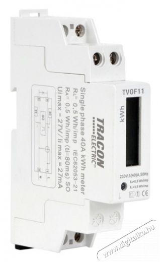 Tracon TVOF11 k&ouml;zvetlen, 1 f&aacute;zis&uacute;, 1 modul LCD kijelz&eacute;sű fogyaszt&aacute;sm&eacute;rő H&aacute;ztart&aacute;s / Otthon / K&uuml;lt&eacute;r - Szersz&aacute;m - M&eacute;rőműszer - 404547