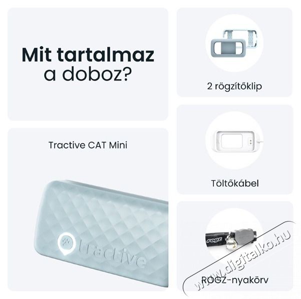 TRACTIVE Tractive GPS CAT Mini menta macska GPS nyomk&ouml;vető &eacute;s tev&eacute;kenys&eacute;gfigyelő H&aacute;ztart&aacute;s / Otthon / K&uuml;lt&eacute;r - Egy&eacute;b h&aacute;ztart&aacute;si term&eacute;k - 501902