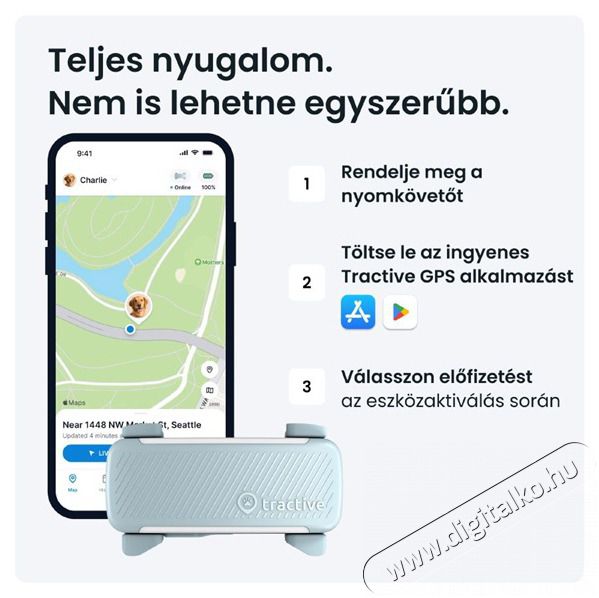 TRACTIVE Tractive GPS DOG 6 menta kutya GPS nyomk&ouml;vető &eacute;s tev&eacute;kenys&eacute;gfigyelő H&aacute;ztart&aacute;s / Otthon / K&uuml;lt&eacute;r - Egy&eacute;b h&aacute;ztart&aacute;si term&eacute;k - 501906