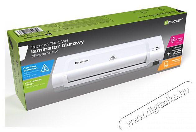 Tracer TRANIS47266 TRL-5 WH A4 28 cm/perc meleg feh&eacute;r lamin&aacute;l&oacute;g&eacute;p Iroda &eacute;s sz&aacute;m&iacute;t&aacute;stechnika - Pap&iacute;r kezelő term&eacute;k - Lamin&aacute;l&oacute; - 516227