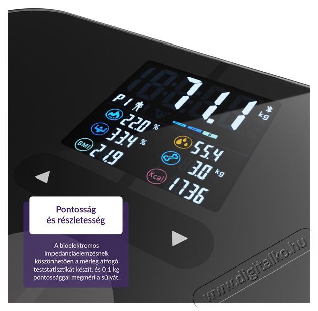 TRUELIFE FitScale W7 BT Black Bluetooth okosm&eacute;rleg Sz&eacute;ps&eacute;g&aacute;pol&aacute;s / Eg&eacute;szs&eacute;g - M&eacute;rleg - Szem&eacute;ly m&eacute;rleg - 480224