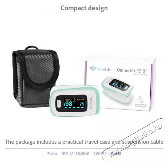 TRUELIFE Oximeter X5 BT pulzoxim&eacute;ter Sz&eacute;ps&eacute;g&aacute;pol&aacute;s / Eg&eacute;szs&eacute;g - V&eacute;rnyom&aacute;sm&eacute;rő - Kieg&eacute;sz&iacute;tő - 484071