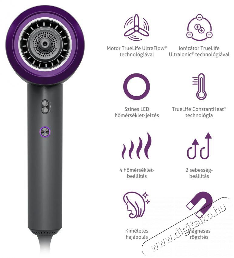 TRUELIFE HairDryer D3 Sz&eacute;ps&eacute;g&aacute;pol&aacute;s / Eg&eacute;szs&eacute;g - Haj&aacute;pol&aacute;s - Hajsz&aacute;r&iacute;t&oacute; - 510709