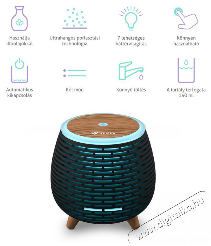 TRUELIFE AIR Diffuser D4 Aroma diff&uacute;zor Sz&eacute;ps&eacute;g&aacute;pol&aacute;s / Eg&eacute;szs&eacute;g - L&eacute;gtiszt&iacute;t&oacute; / p&aacute;r&aacute;s&iacute;t&oacute; / p&aacute;r&aacute;tlan&iacute;t&oacute; - P&aacute;r&aacute;s&iacute;t&oacute; - 526519