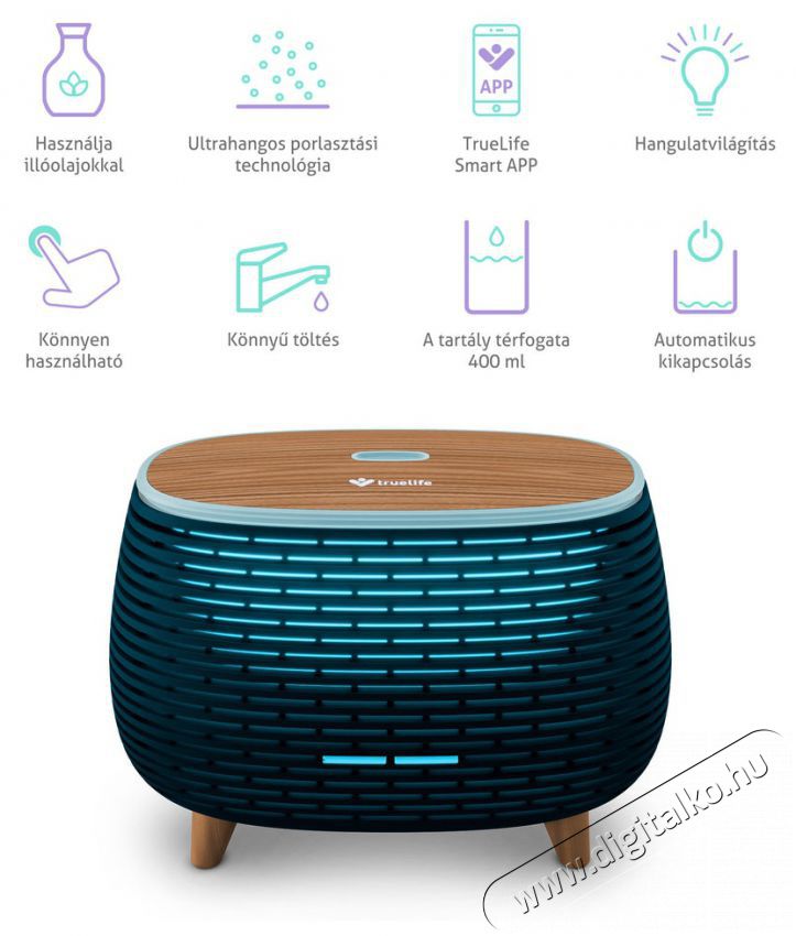 TRUELIFE AIR Diffuser D6 Aroma diff&uacute;zor Sz&eacute;ps&eacute;g&aacute;pol&aacute;s / Eg&eacute;szs&eacute;g - L&eacute;gtiszt&iacute;t&oacute; / p&aacute;r&aacute;s&iacute;t&oacute; / p&aacute;r&aacute;tlan&iacute;t&oacute; - P&aacute;r&aacute;s&iacute;t&oacute; - 526520