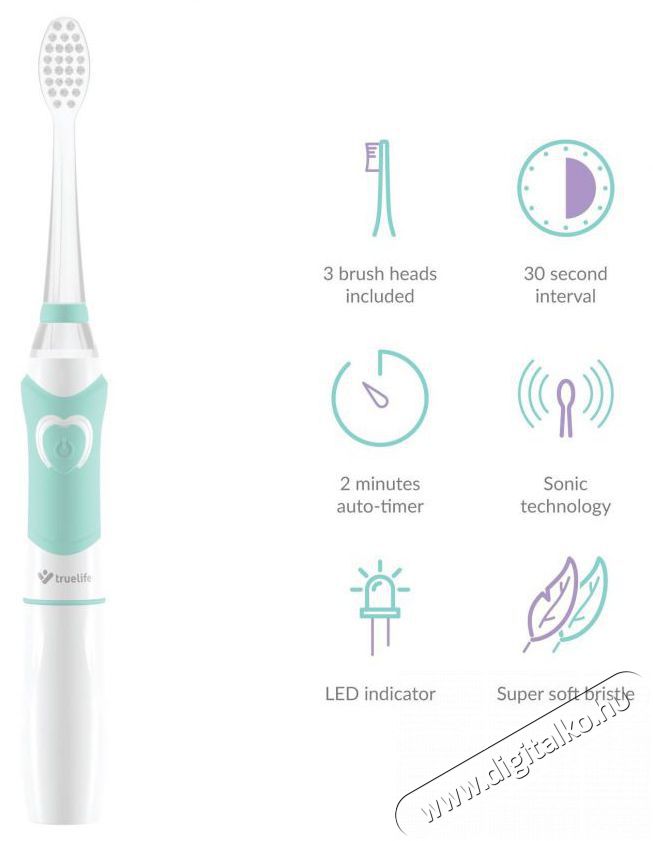 TRUELIFE SonicBrush Kid G Elektromos fogkefe Sz&eacute;ps&eacute;g&aacute;pol&aacute;s / Eg&eacute;szs&eacute;g - Sz&aacute;j / fog &aacute;pol&aacute;s - Elektromos fogkefe - 526513