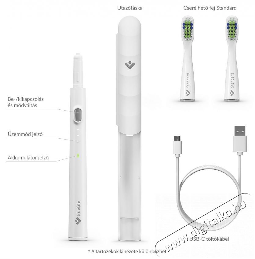 TRUELIFE SonicBrush Slim20 White Elektromos fogkefe Sz&eacute;ps&eacute;g&aacute;pol&aacute;s / Eg&eacute;szs&eacute;g - Sz&aacute;j / fog &aacute;pol&aacute;s - Elektromos fogkefe - 526515