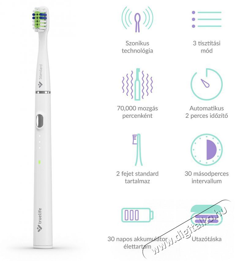 TRUELIFE SonicBrush Slim20 White Elektromos fogkefe Sz&eacute;ps&eacute;g&aacute;pol&aacute;s / Eg&eacute;szs&eacute;g - Sz&aacute;j / fog &aacute;pol&aacute;s - Elektromos fogkefe - 526515
