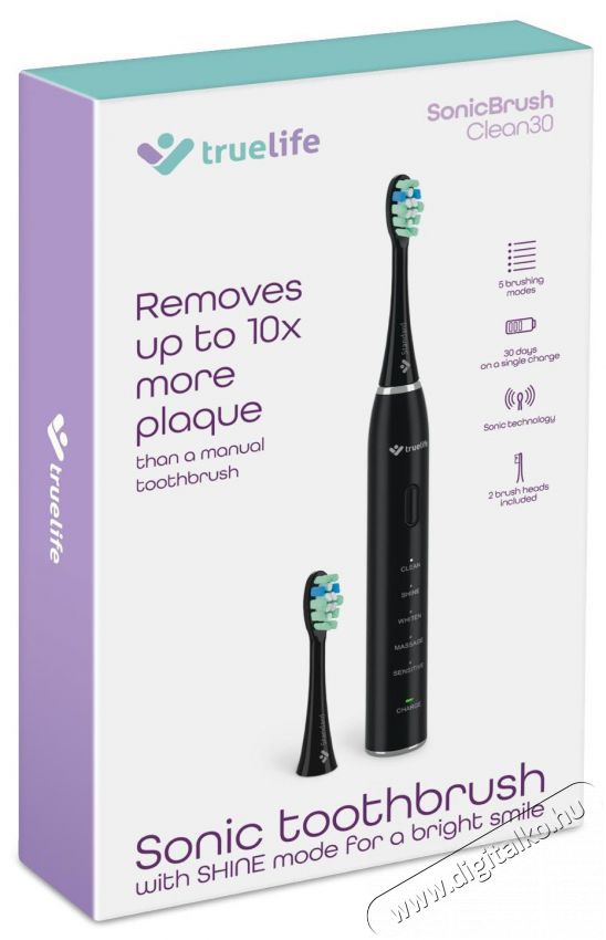 TRUELIFE SonicBrush Clean30, fekete Elektromos fogkefe Sz&eacute;ps&eacute;g&aacute;pol&aacute;s / Eg&eacute;szs&eacute;g - Sz&aacute;j / fog &aacute;pol&aacute;s - Elektromos fogkefe - 526499