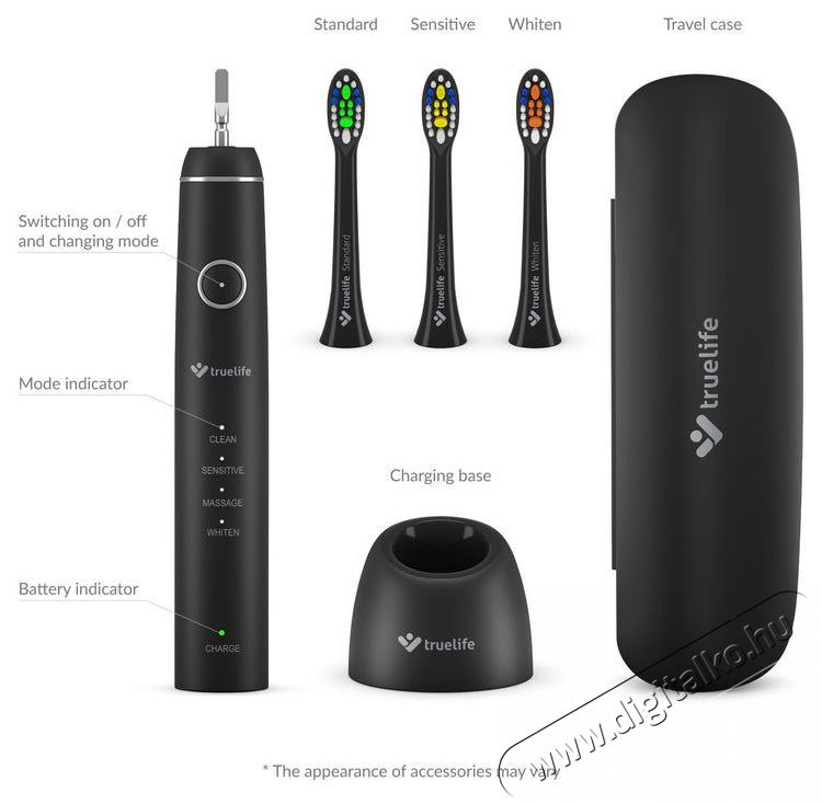 TRUELIFE SonicBrush Compact Black Elektromos fogkefe Sz&eacute;ps&eacute;g&aacute;pol&aacute;s / Eg&eacute;szs&eacute;g - Sz&aacute;j / fog &aacute;pol&aacute;s - Elektromos fogkefe - 526503
