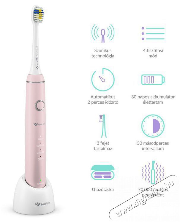 TRUELIFE SonicBrush Compact Pink Elektromos fogkefe Sz&eacute;ps&eacute;g&aacute;pol&aacute;s / Eg&eacute;szs&eacute;g - Sz&aacute;j / fog &aacute;pol&aacute;s - Elektromos fogkefe - 526507