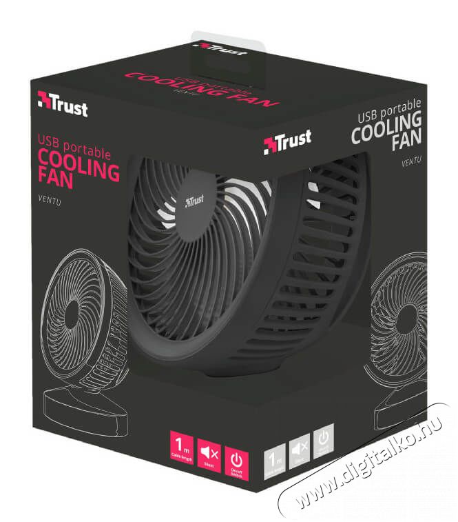 Trust Ventu USB ventil&aacute;tor - fekete (22584) Iroda &eacute;s sz&aacute;m&iacute;t&aacute;stechnika - Notebook kieg&eacute;sz&iacute;tő - USB ventil&aacute;tor - 339674