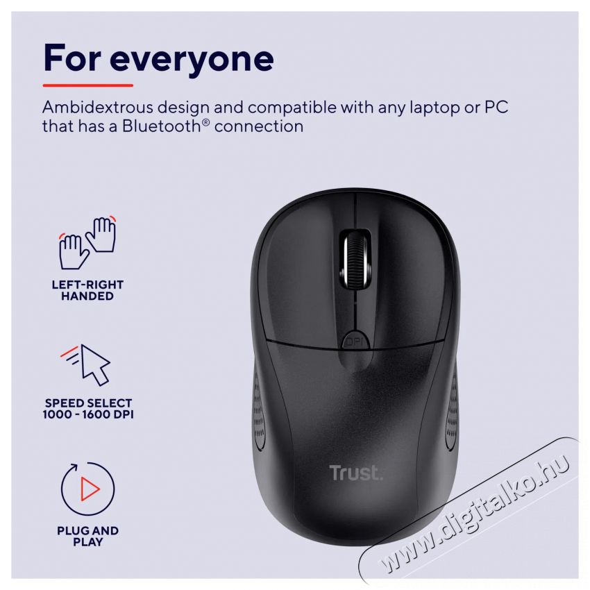 Trust Primo Bluetooth fekete eg&eacute;r Iroda &eacute;s sz&aacute;m&iacute;t&aacute;stechnika - Eg&eacute;r - Vezet&eacute;k n&eacute;lk&uuml;li eg&eacute;r - 513370