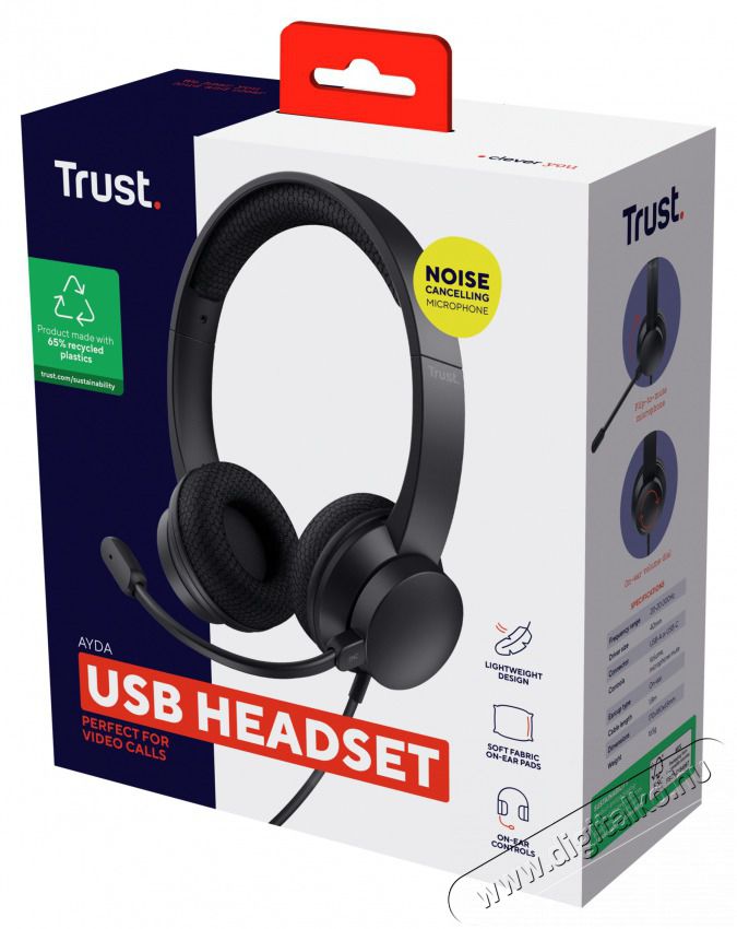 Trust Ayda USB-ENC PC vezet&eacute;kes fekete headset Audio-Video / Hifi / Multim&eacute;dia - F&uuml;l &eacute;s Fejhallgat&oacute;k - Fejhallgat&oacute; mikrofonnal / headset - 514854