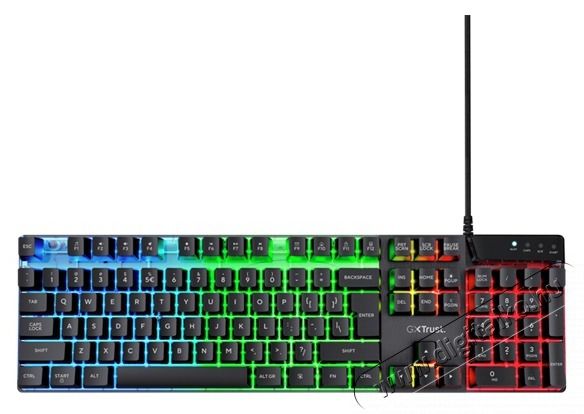 Trust GXT 835 Azor HUN vezet&eacute;kes fekete gamer billentyűzet Iroda &eacute;s sz&aacute;m&iacute;t&aacute;stechnika - Billentyűzet / billentyűzet szett - Vezet&eacute;kes - 514487